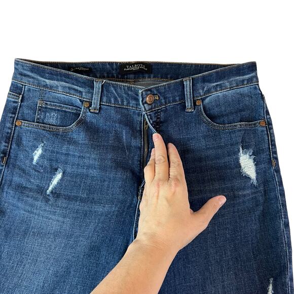 Talbots sz. 8 P Flawless 5 pocket slim straight leg denim jeans distressed #1603 - Picture 6 of 9
